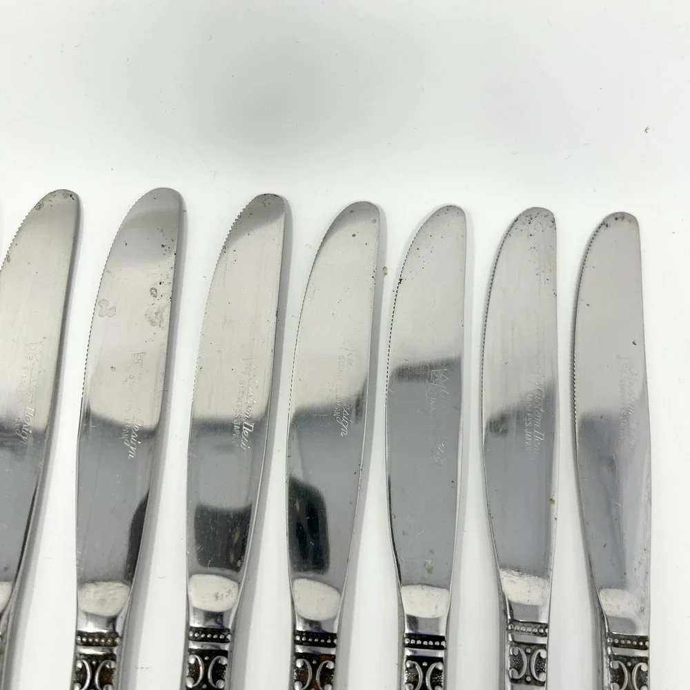 Vintage Custom Design CUD1 Stainless Japan Flatware Set 31 Pc MCM Scroll Pattern